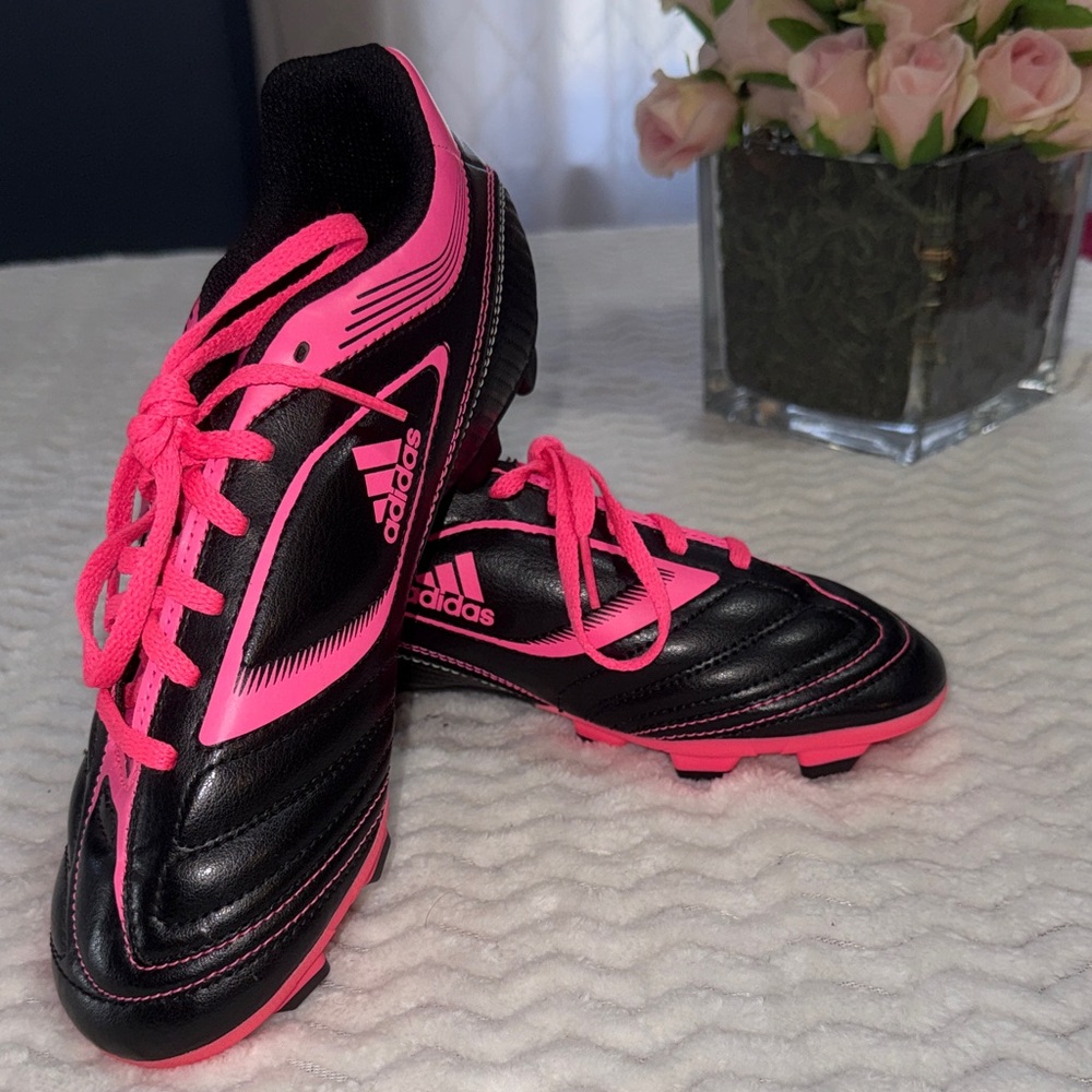 Adidas Neon Pink and Black Soccer Cleats